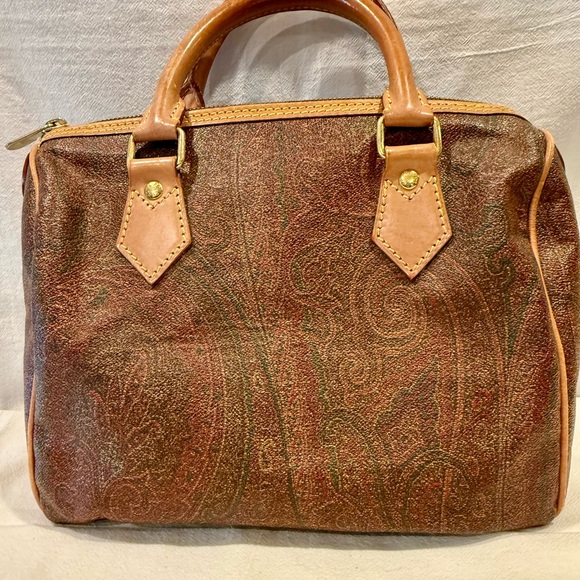 Vintage ETRO A Gorgeous EUC Paisley Print Luxury Italian Leather Satchel - Picture 1 of 14